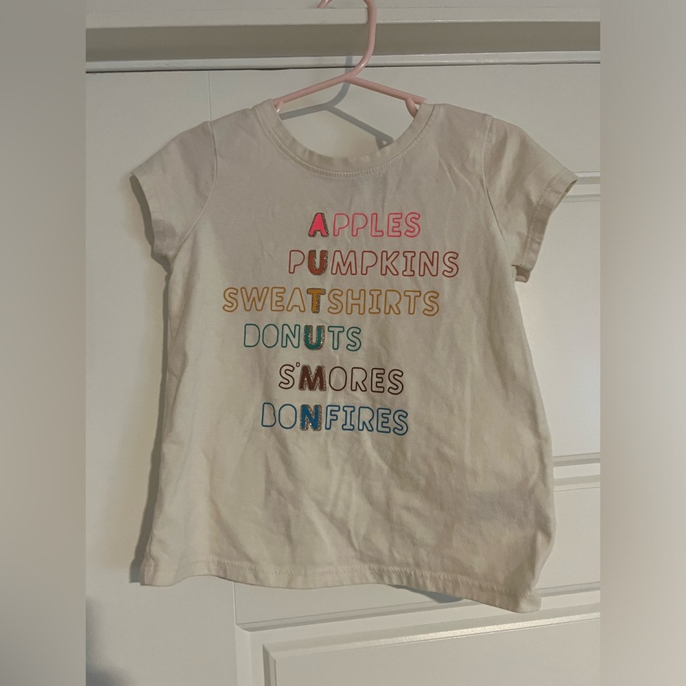 $6 ADD ON CAT & JACK‎ Girl’s Graphic Tee Short Sleeve Autumn Top - 4T